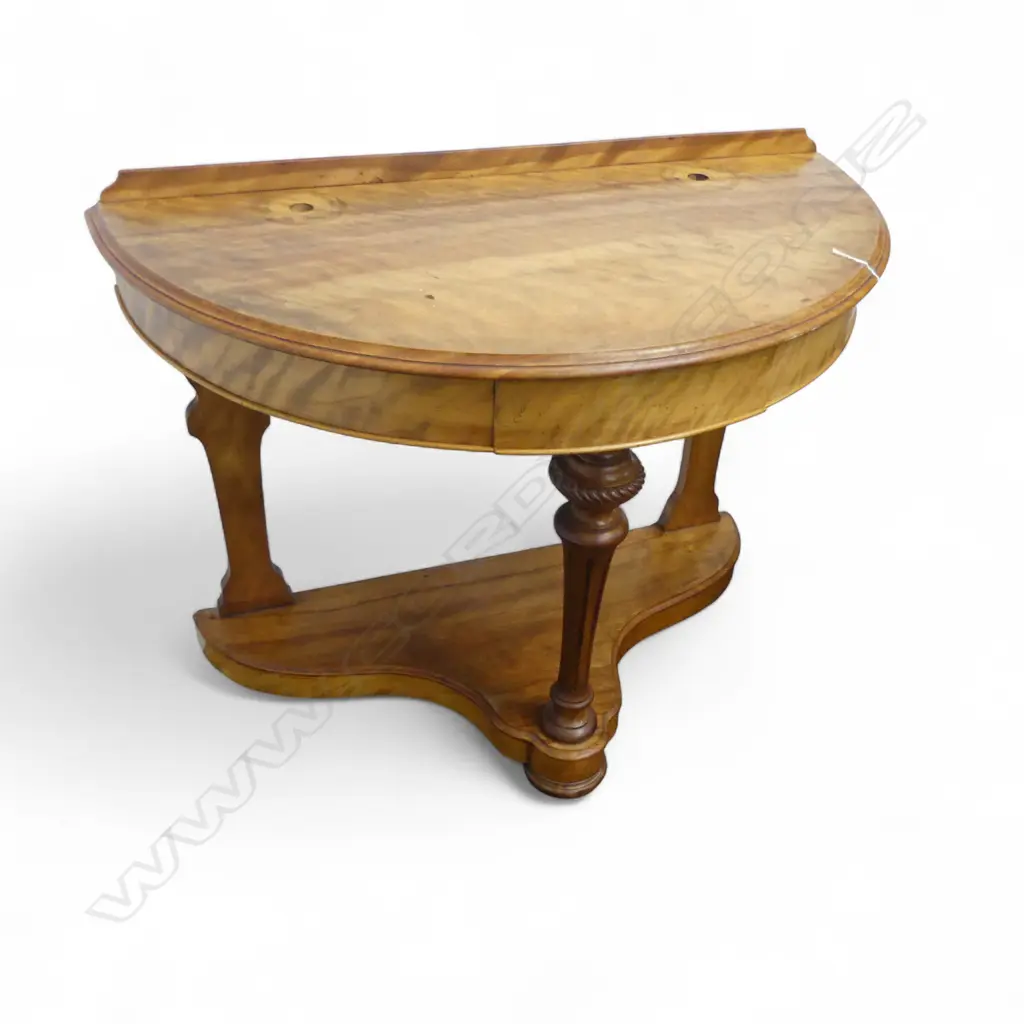 VICTORIAN MAPLE DEMI LUNE HALL TABLE (MIRROR ABSENT) W.1000mm Image 1++