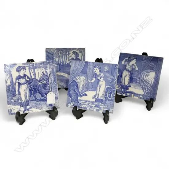 4 WEDGWOOD TILES; STORY OF LITTLE RED RIDING HOOD 155x155mm