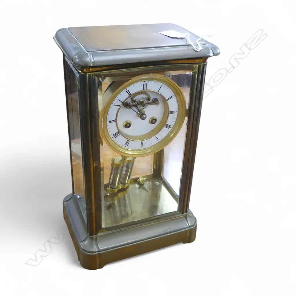 BRASS FOUR-GLASS MANTEL CLOCK FAULTS H.325mm Image 1++
