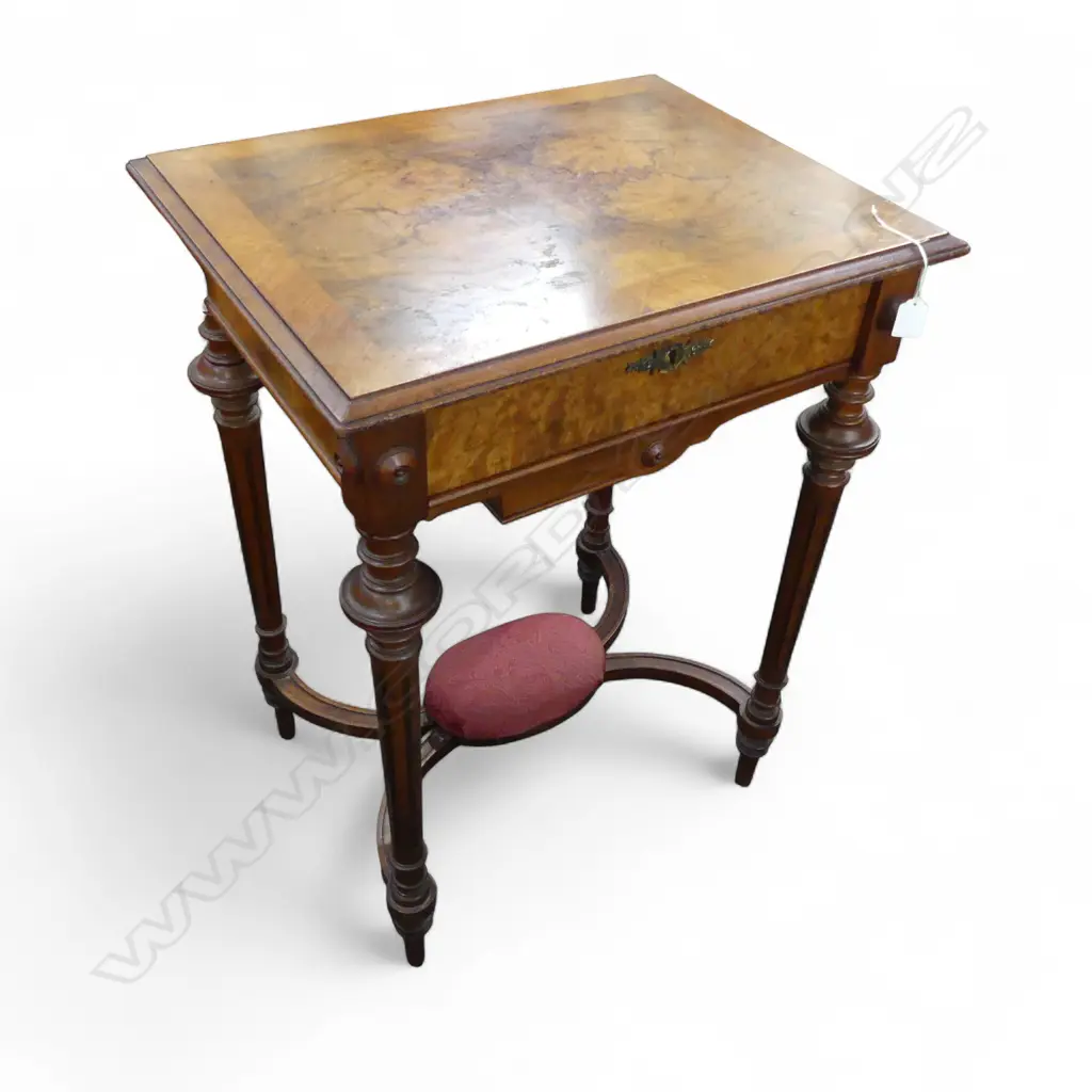 WALNUT BOOK MATCHED VENEER FRENCH STYLE WORK TABLE 570x450x780mm Image 1++