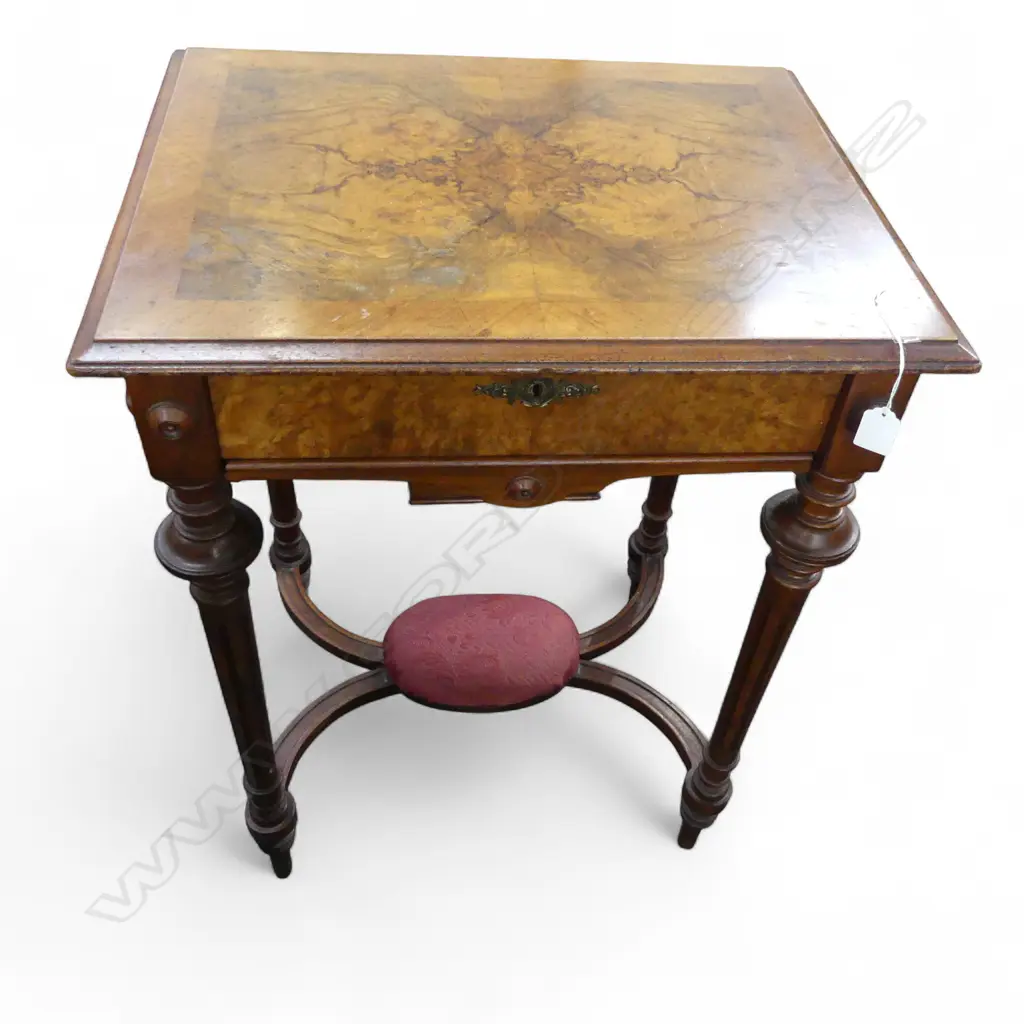 WALNUT BOOK MATCHED VENEER FRENCH STYLE WORK TABLE 570x450x780mm Image 1++