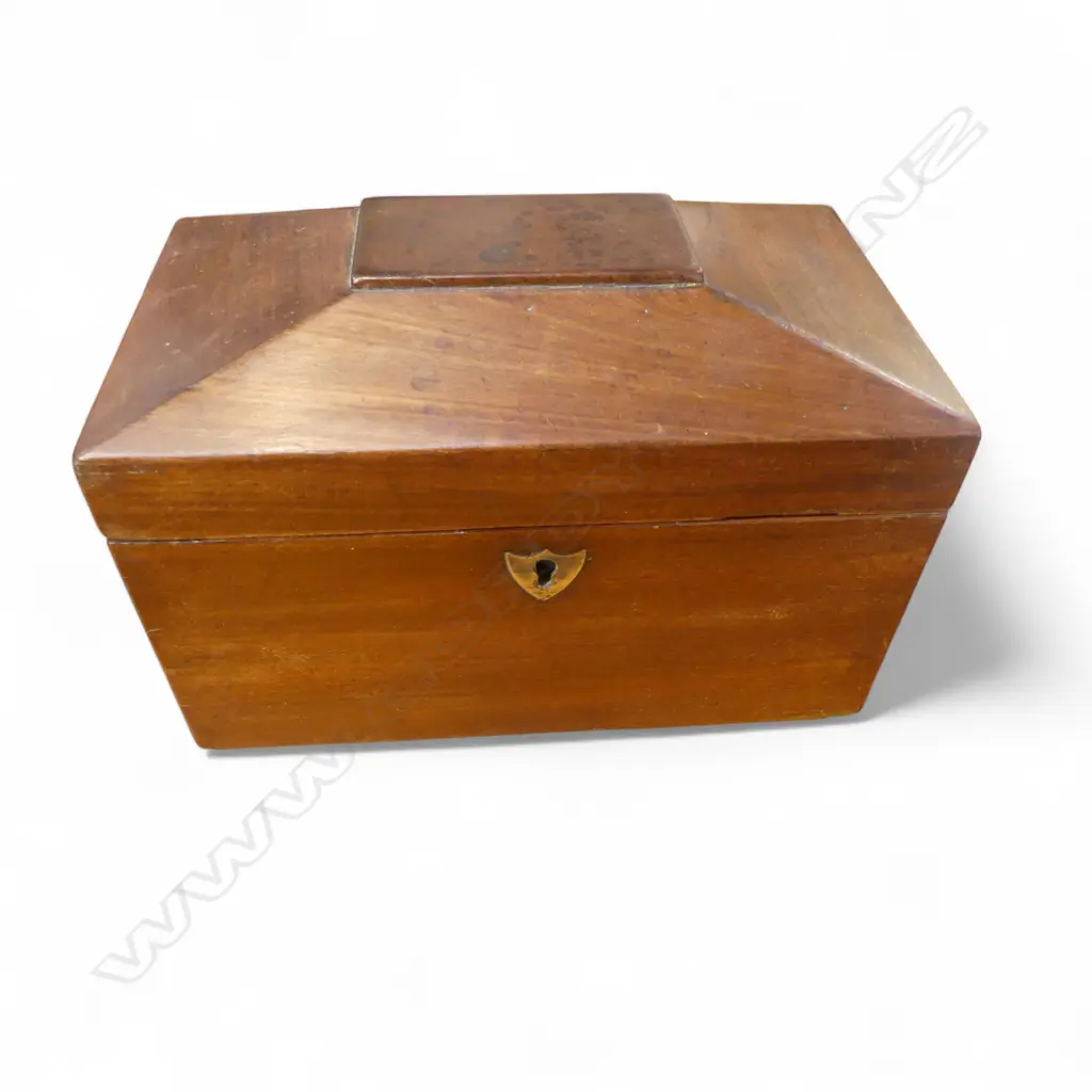 MAHOGANY TEA CADDY W.210mm Image 1++