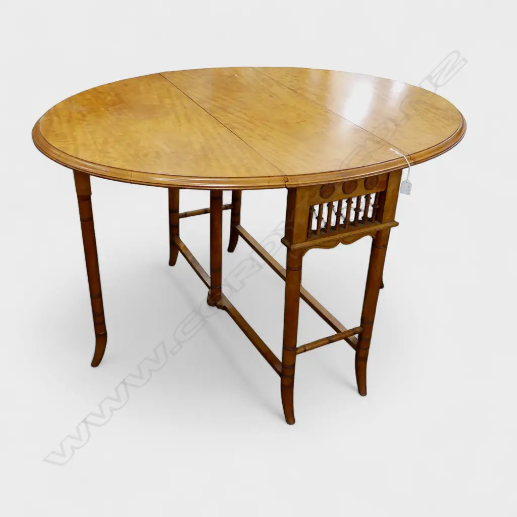 EDWARDIAN SATINWOOD DROP-SIDE GATE-LEG SUPPER TABLE 950x330x760mm Image 1++