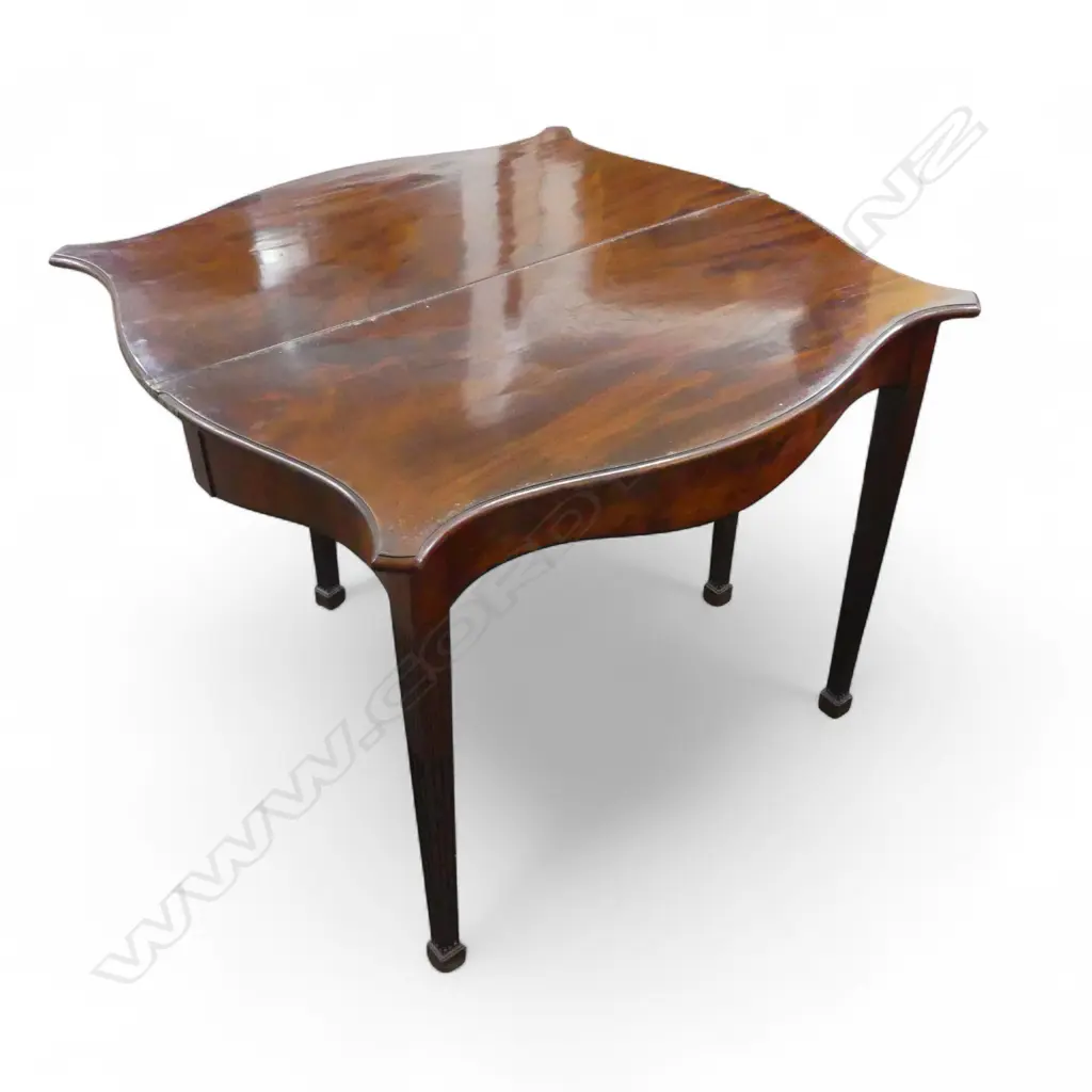 MAHOGANY DEMI LUNE FOLD OVER TOP SUPPER TABLE 850x450x725mm Image 1++