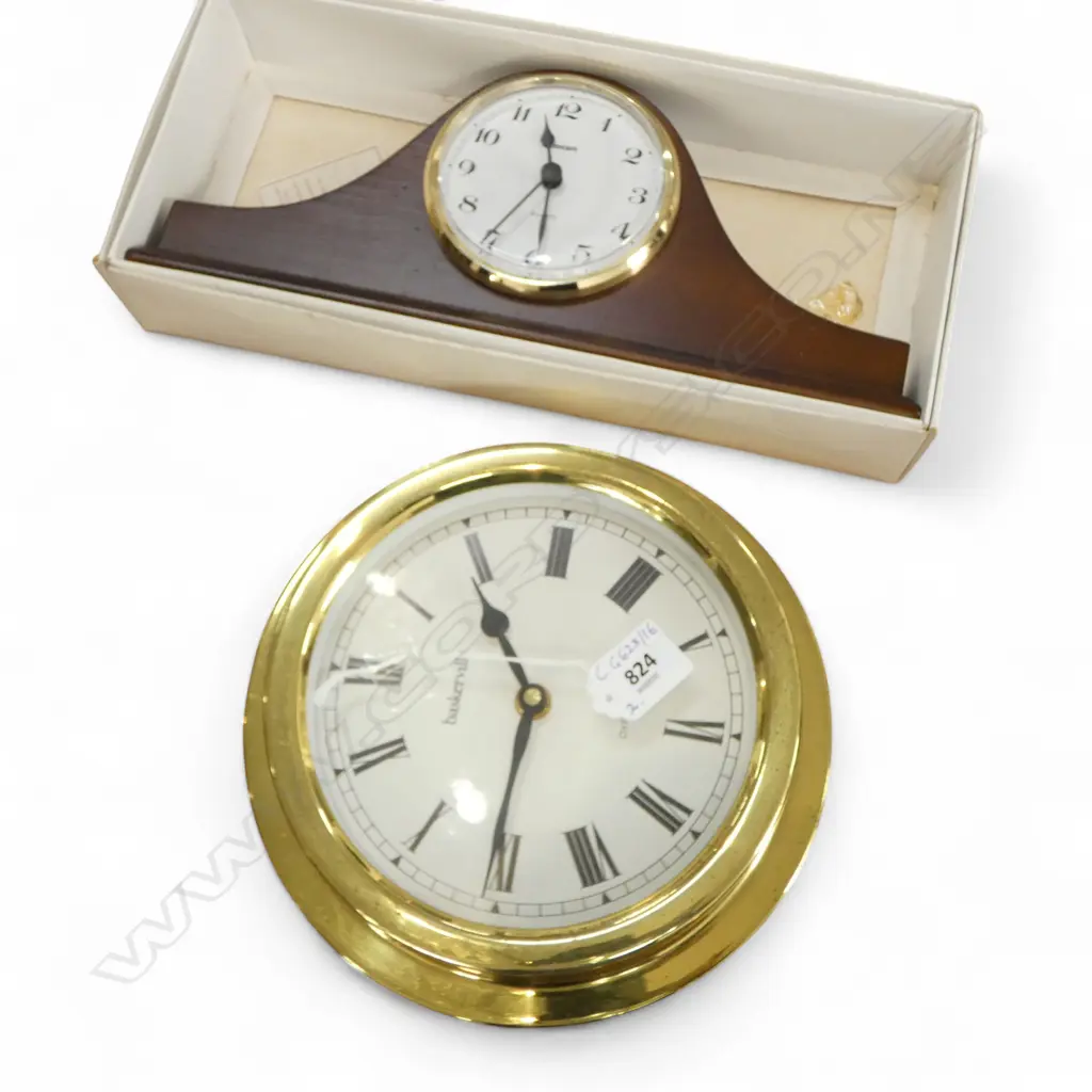 2 CLOCKS, BASKERVILLE SHIPS 225mm dia, STAIGER GERMANY MANTEL W.315mm Image 1++