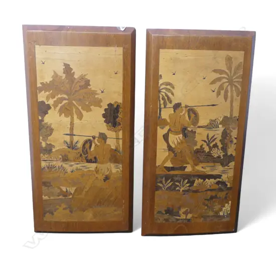 PR TROPICAL TIMBER INLAID PICTORIAL PANELS 450 x 225mm EACH 