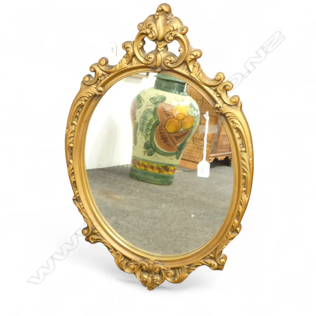 OVAL MIRROR, ORNATE GOLD FRAME 690x440mm Image 1++