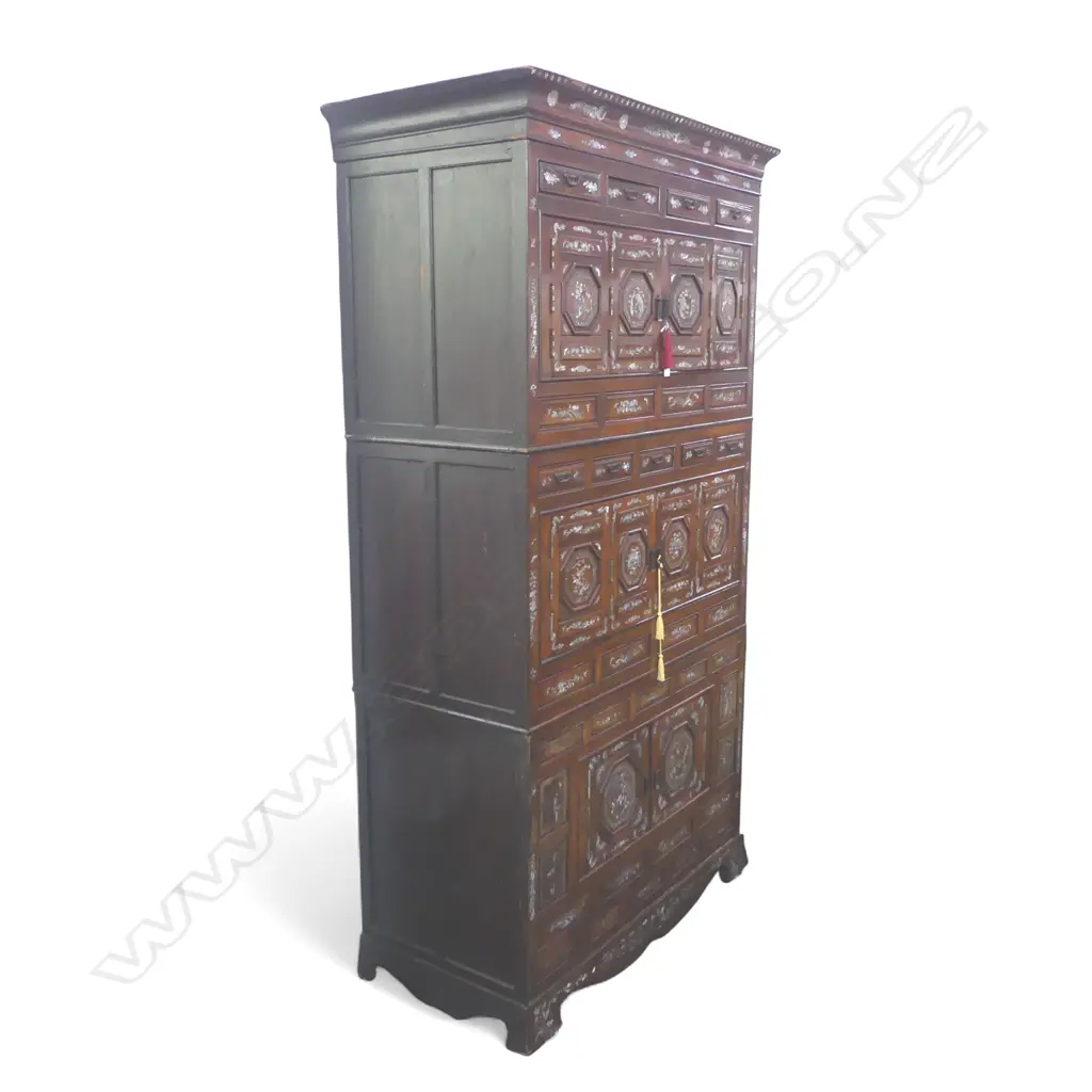 CHINESE MOP INLAID ROSEWOOD 3 TIER CABINET 1060x530x1960mm minor faults Image 1++