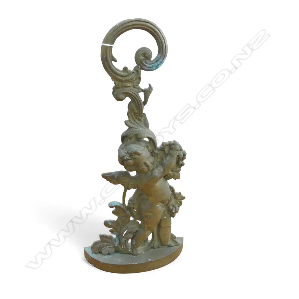 ANTIQUE BRASS CHERUB DOOR STOP H.480mm Image 1++