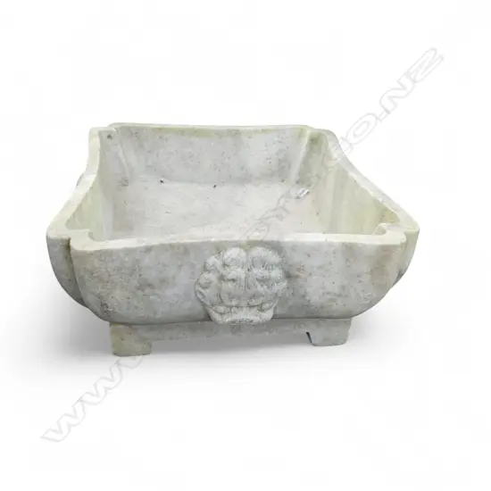 LARGE HEAVY CHINESE CARVED MARBLE FOOTED DISH 360x400x160mm
