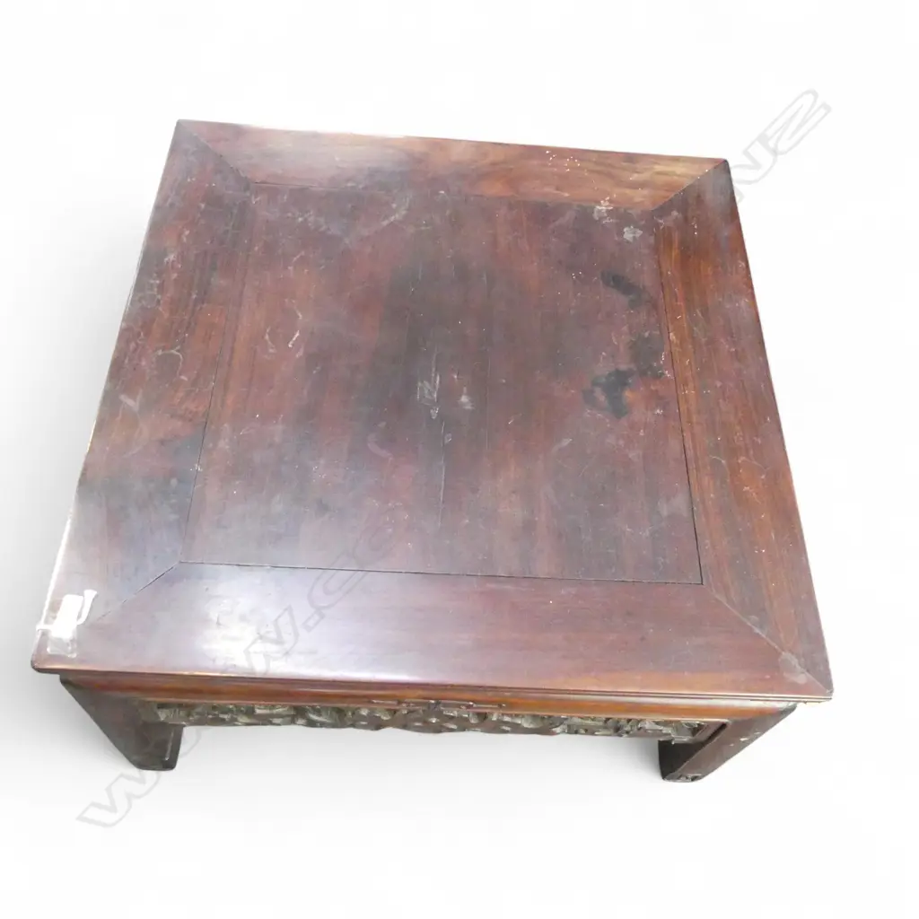 CARVED & PIERCED CHINESE ROSEWOOD LOW TABLE 560x560x320mm Image 1++