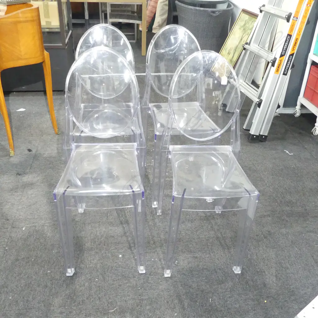 SET OF 4 ghost type CLEAR CHAIRS Image 1++