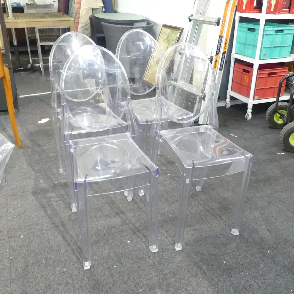 SET OF 4 ghost type CLEAR CHAIRS Image 1++