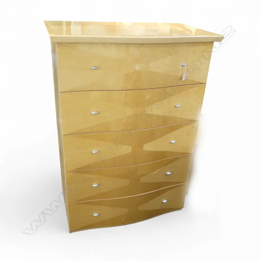 c.1990's ITALIAN DESIGNER 'ALF GROUP' 5 DRAWER TALLBOY CHEST Art Deco style. Labelled. 710 x 500 x 625mm Image 1++