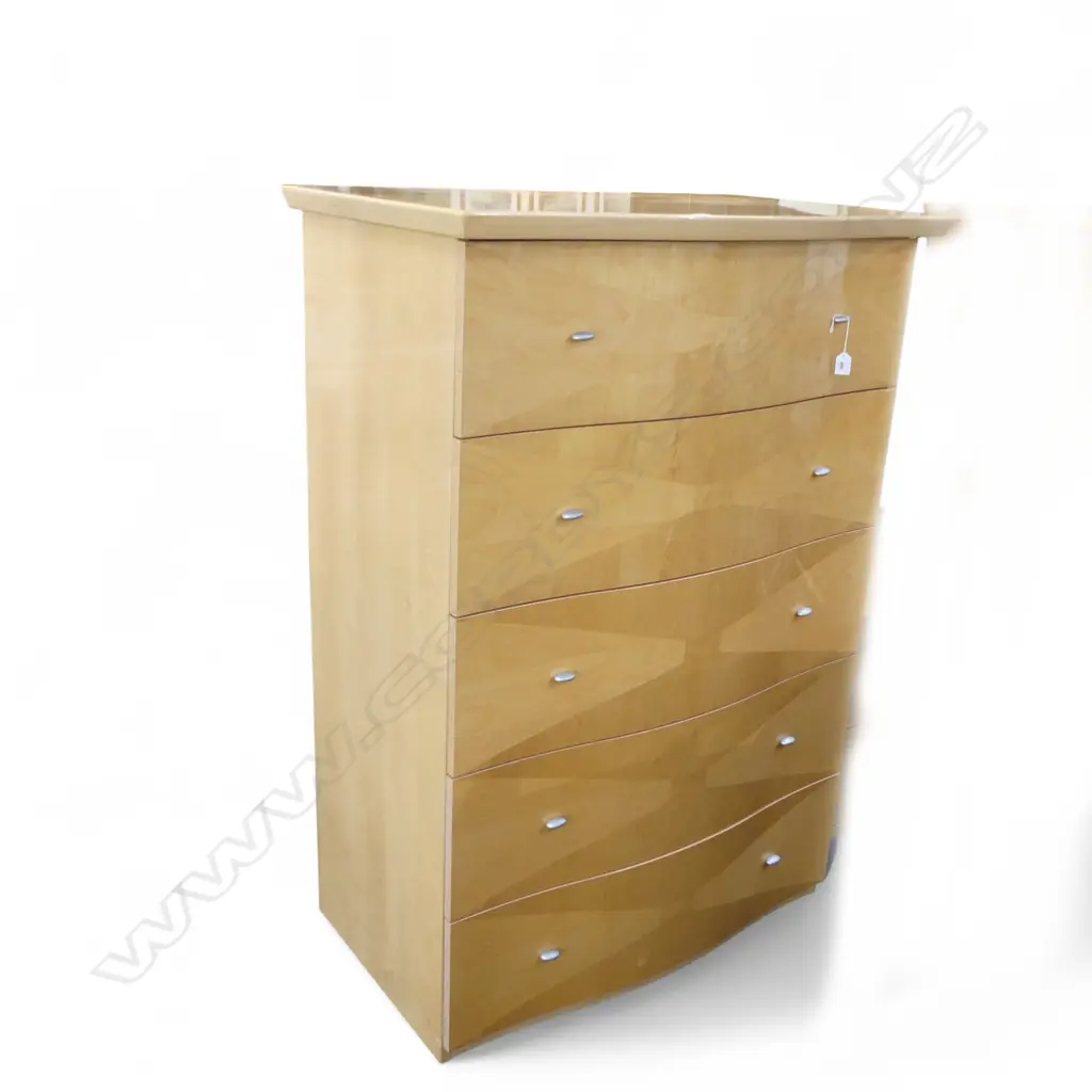 c.1990's ITALIAN DESIGNER 'ALF GROUP' 5 DRAWER TALLBOY CHEST Art Deco style. Labelled. 710 x 500 x 625mm Image 1++