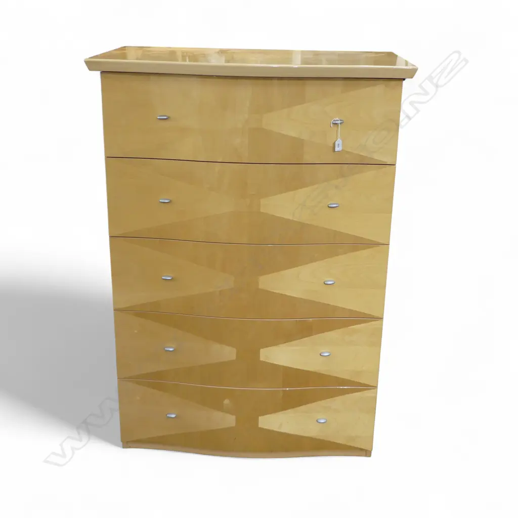 c.1990's ITALIAN DESIGNER 'ALF GROUP' 5 DRAWER TALLBOY CHEST Art Deco style. Labelled. 710 x 500 x 625mm Image 1++