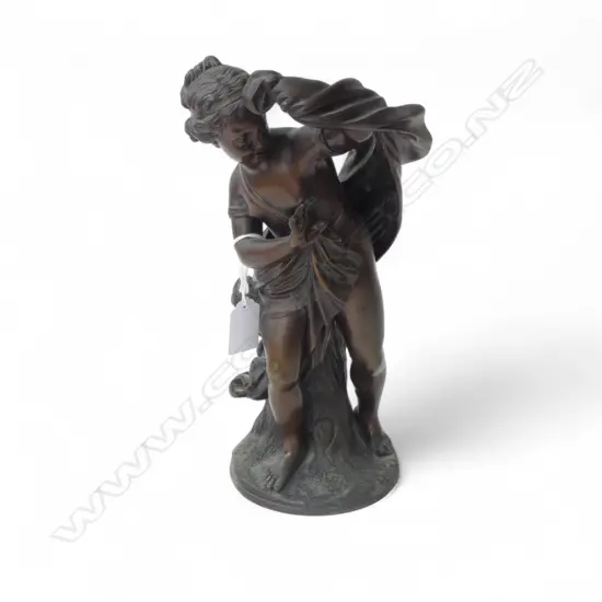 20thC BRONZE FEMALE FIGURE H.290mm