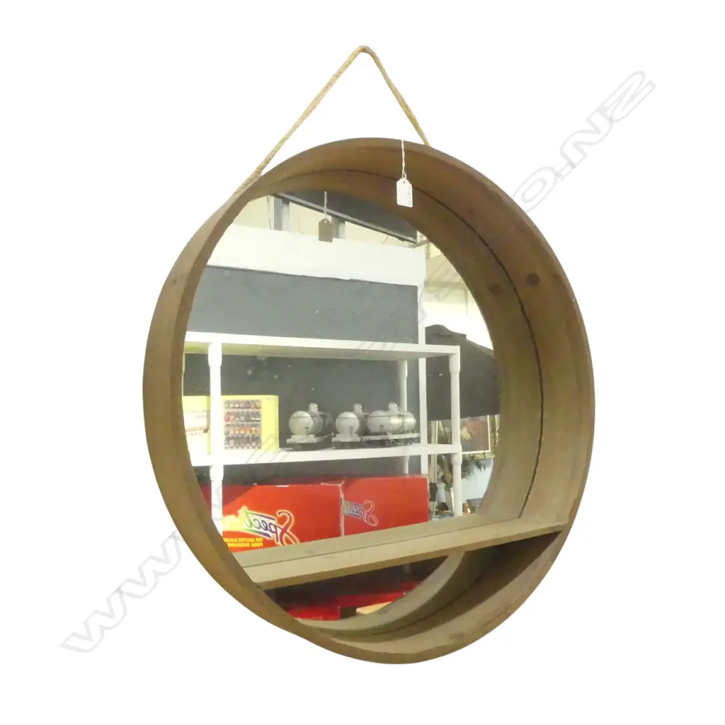 MODERN MIRROR w. SHELF 655mm dia Image 1++