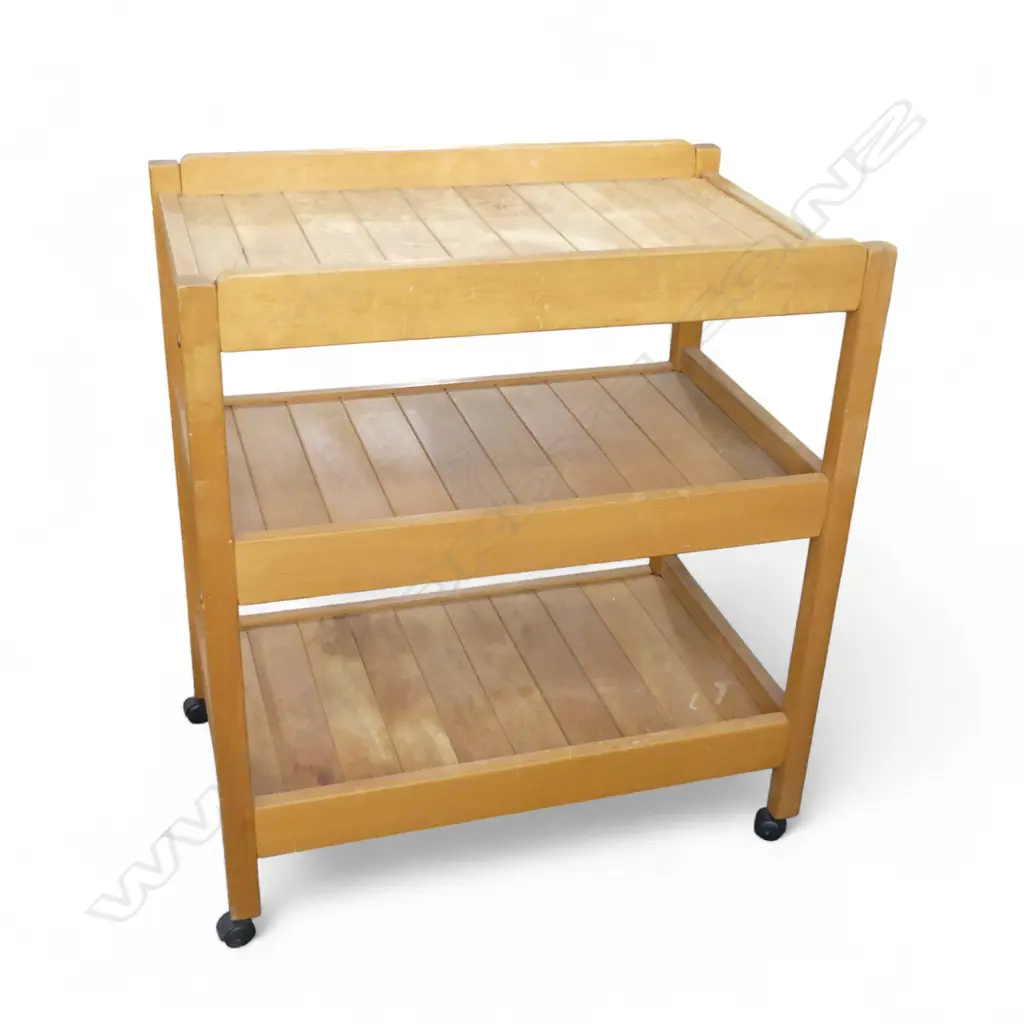3 TIER WOODEN TROLLEY 860x560x960mm Image 1++