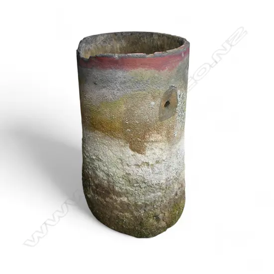 VERY LARGE VINTAGE CRUCIBLE with natural coloured exterior H.1120mm. Dia.600mm. Some faults.