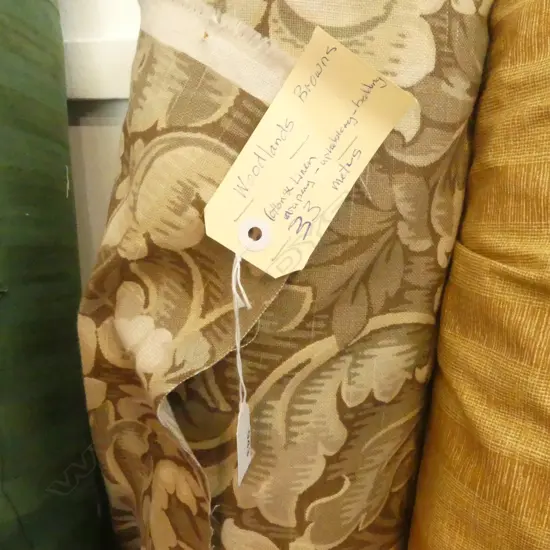 FABRIC BOLT; WOODLANDS BROWNS, COTTON/LINEN, 33M