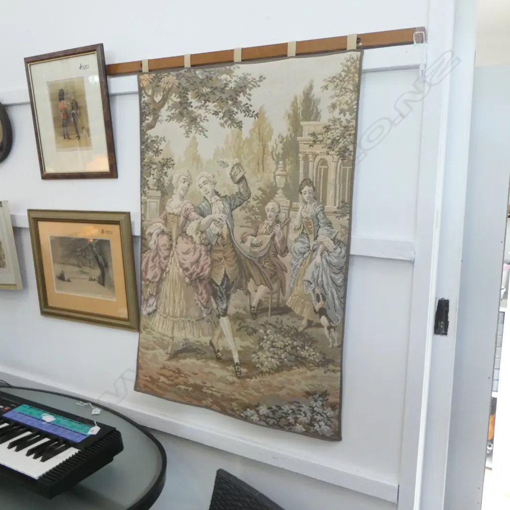 BELGIAN WALL HANGING, GOBELINS 'JARDIN LOUIS XV' L.1000mm Image 1++