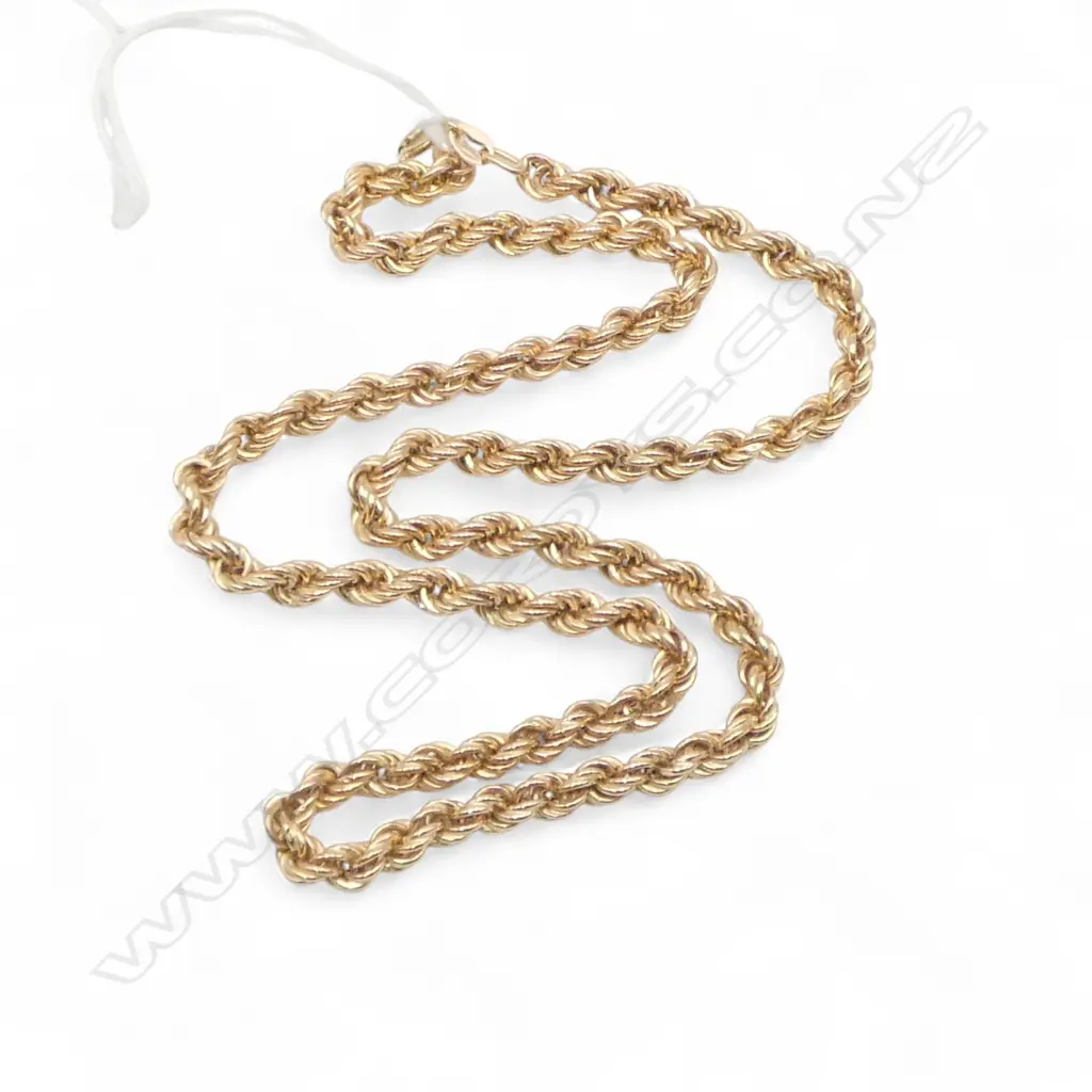 9ct GOLD ROPE NECKLACE, L.420mm, 8.2gm Image 1++