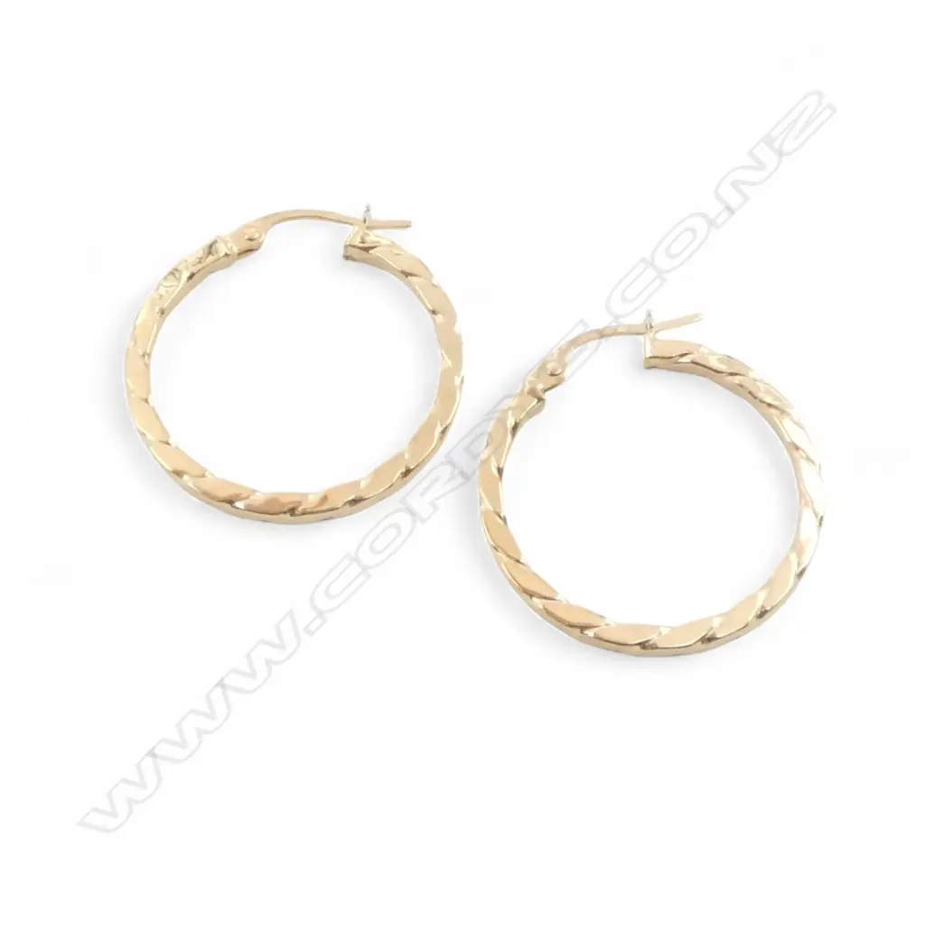 PR 9ct HOOP EARRINGS, 2.2gm Image 1++