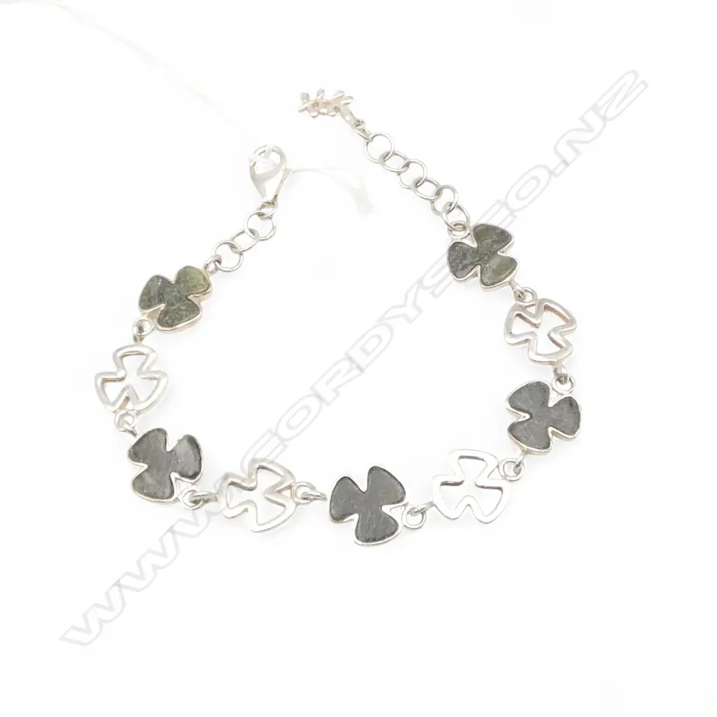 SILVER CLOVER AGATE SET BRACELET Image 1++