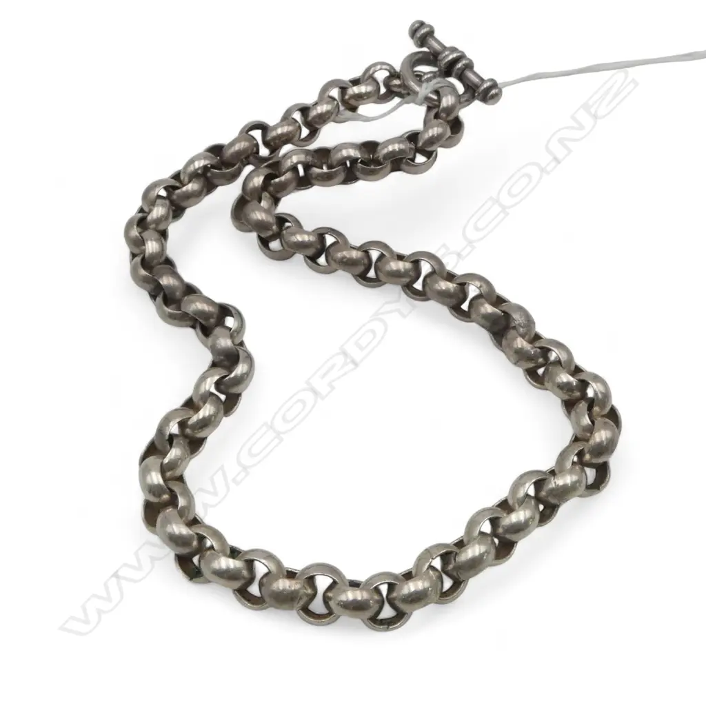 SILVER ROLO BELCHER LINK CHAIN, 66.23gm Image 1++