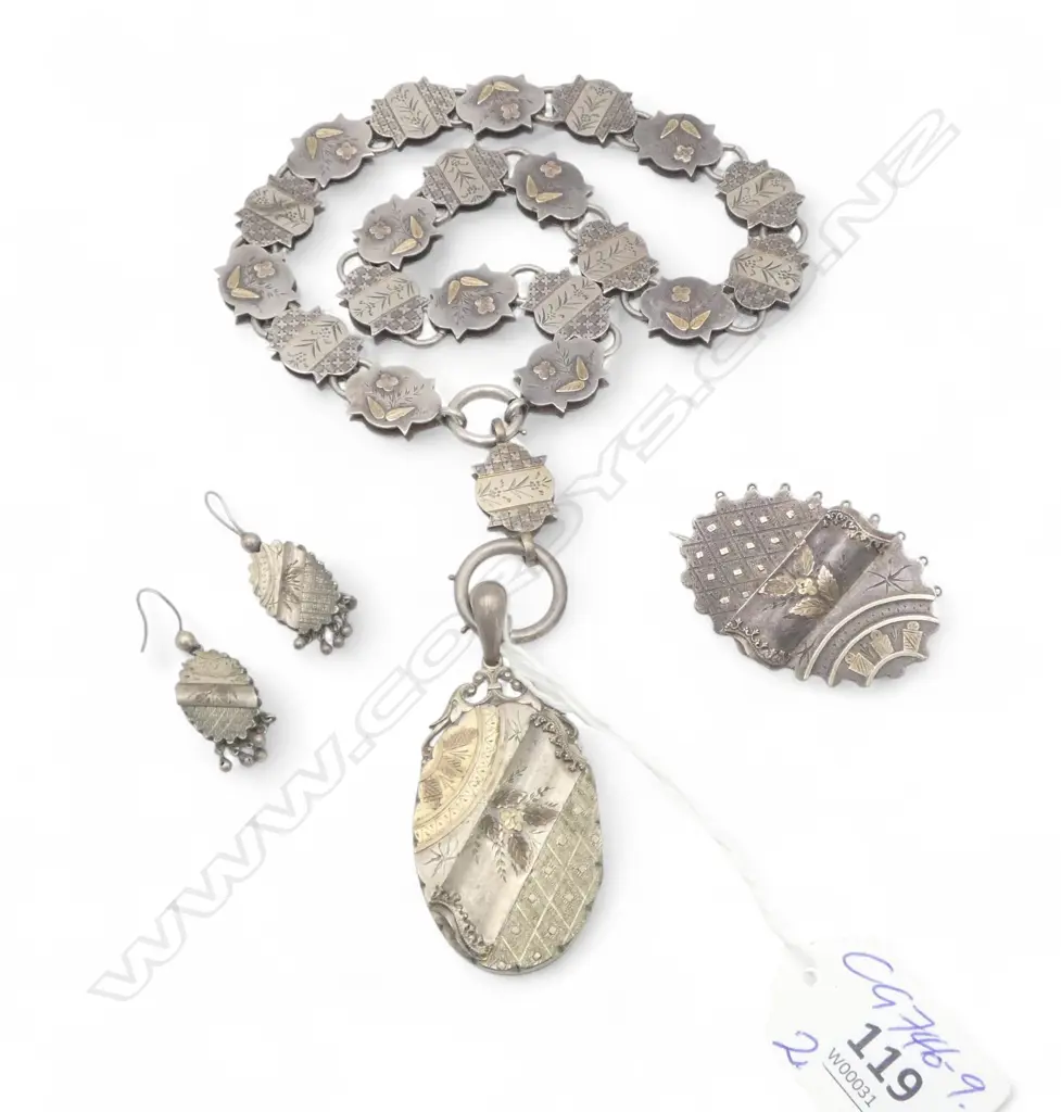 FANCY VICTORIAN SILVER MAYORAL CHAIN + LOCKET + MATCHING BROOCH + NECKLACE + EARRINGS Image 1++