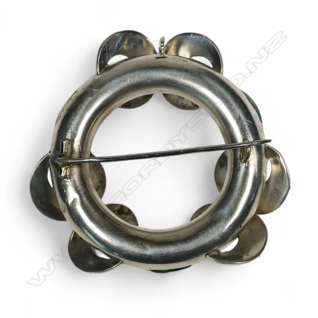 Late Victorian Silver agate green brooch malachite Image 1++