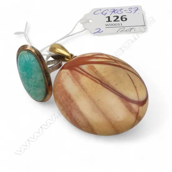 LGE gemstone PENDANT bail testing 12ct GOLD +  QUARTZ? stone RING gold topped on silver SIZE K