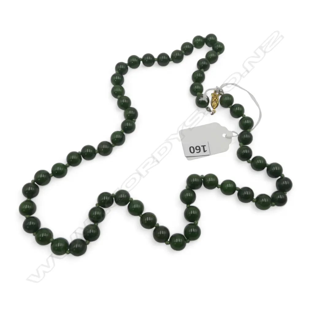 LONG STRAND NEPHRITE BEADS L.660mm. quite lge diameter Image 1++