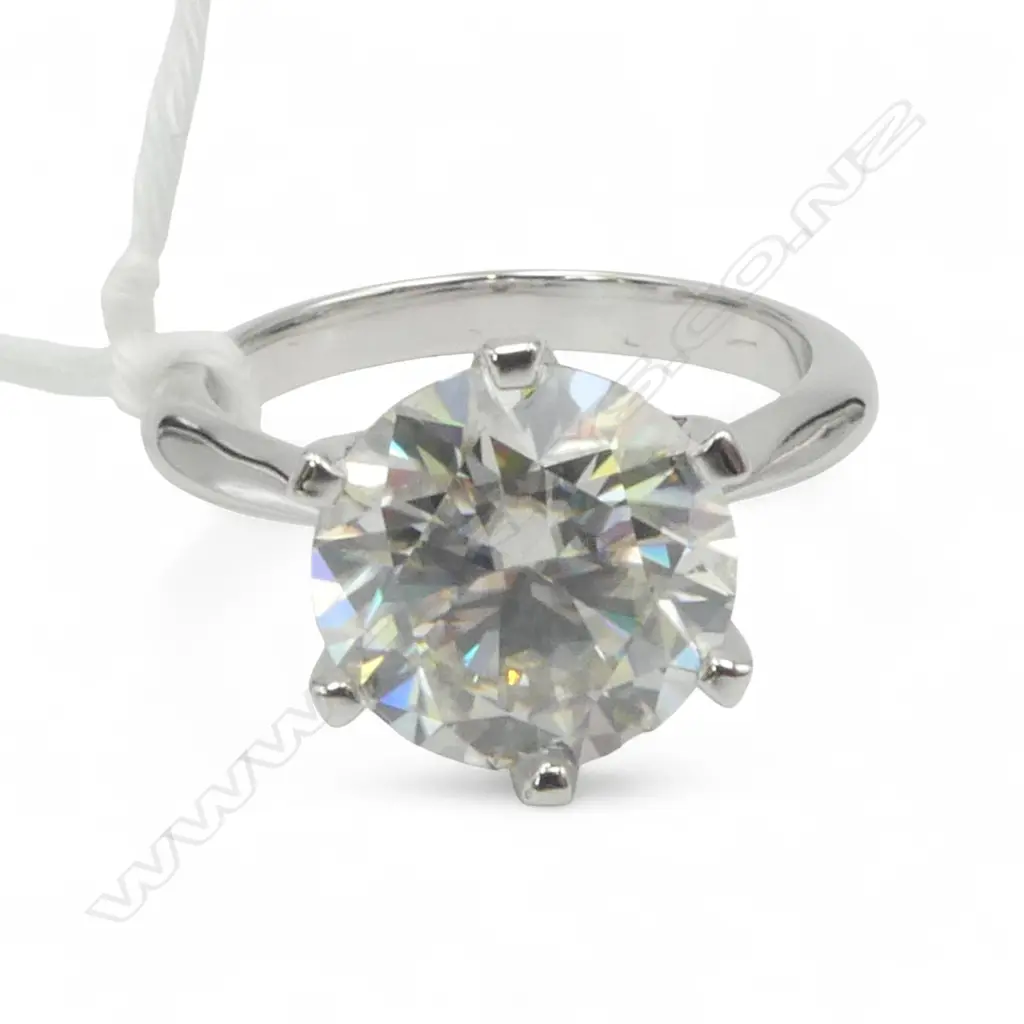 5ct MOISSANITE SILVER RING, GRA CERT. SIZE P1/2 Image 1++