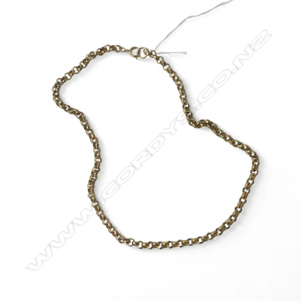 Probably GOLD PLATE BELCHER LINK NECK CHAIN with 9ct gold clasp fittings. L.440mm Image 1++