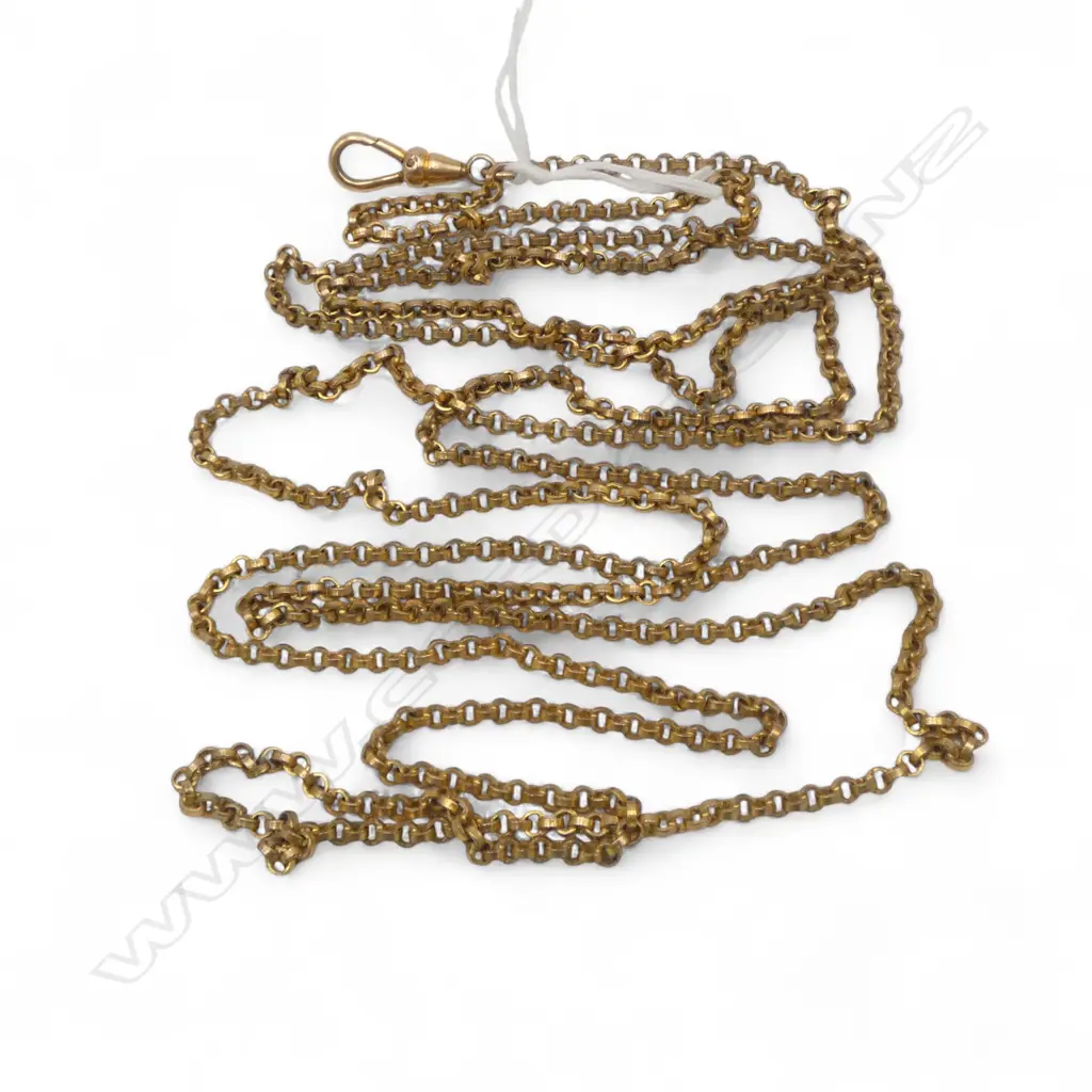 VICTORIAN GOLD PLATE MUFF CHAIN L.1340mm Image 1++