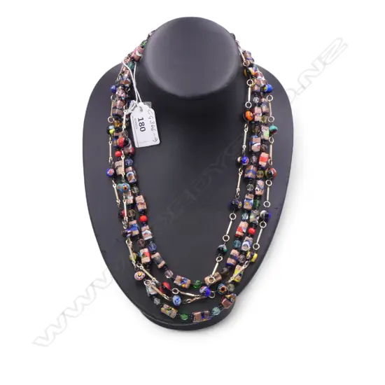 2 OPERA LENGTH VENETIAN MILLIFIORI MURANO NECKLACES