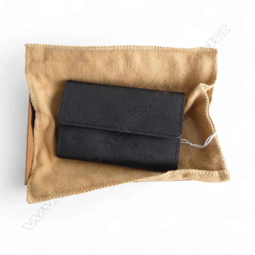 LOUIS VUITTON MONOGRAMMED BLACK SATIN CARD/COIN HOLDER, unused condition, dust bag + box Image 1++