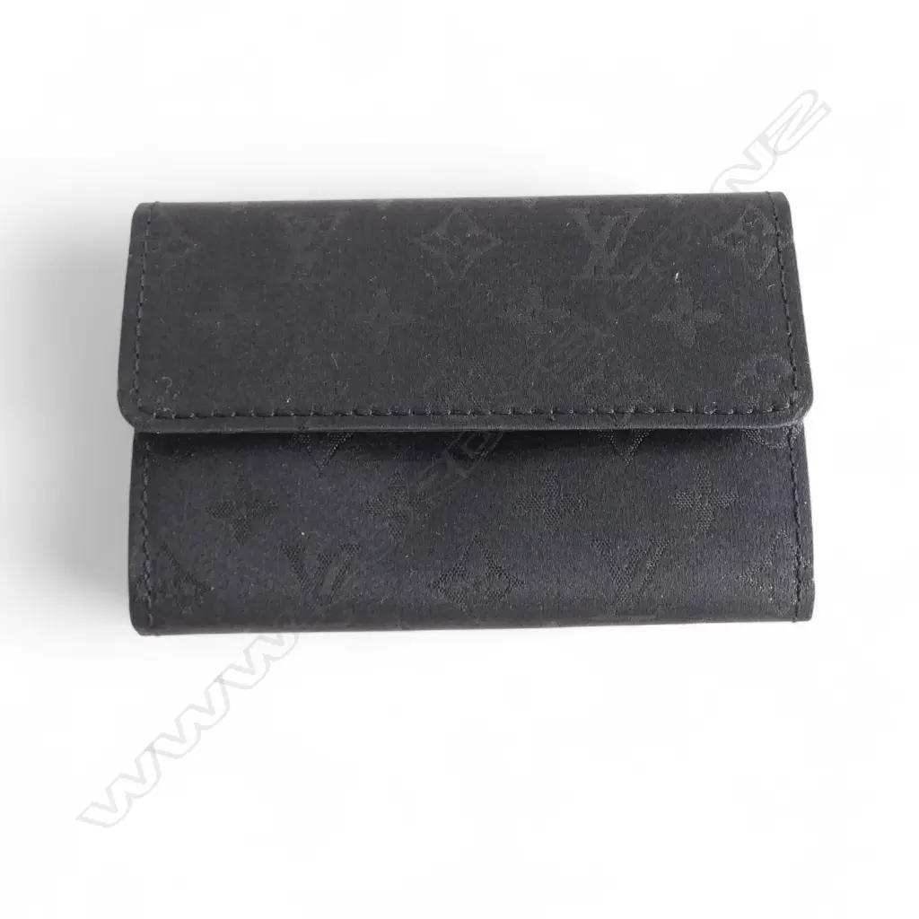 LOUIS VUITTON MONOGRAMMED BLACK SATIN CARD/COIN HOLDER, unused condition, dust bag + box Image 1++