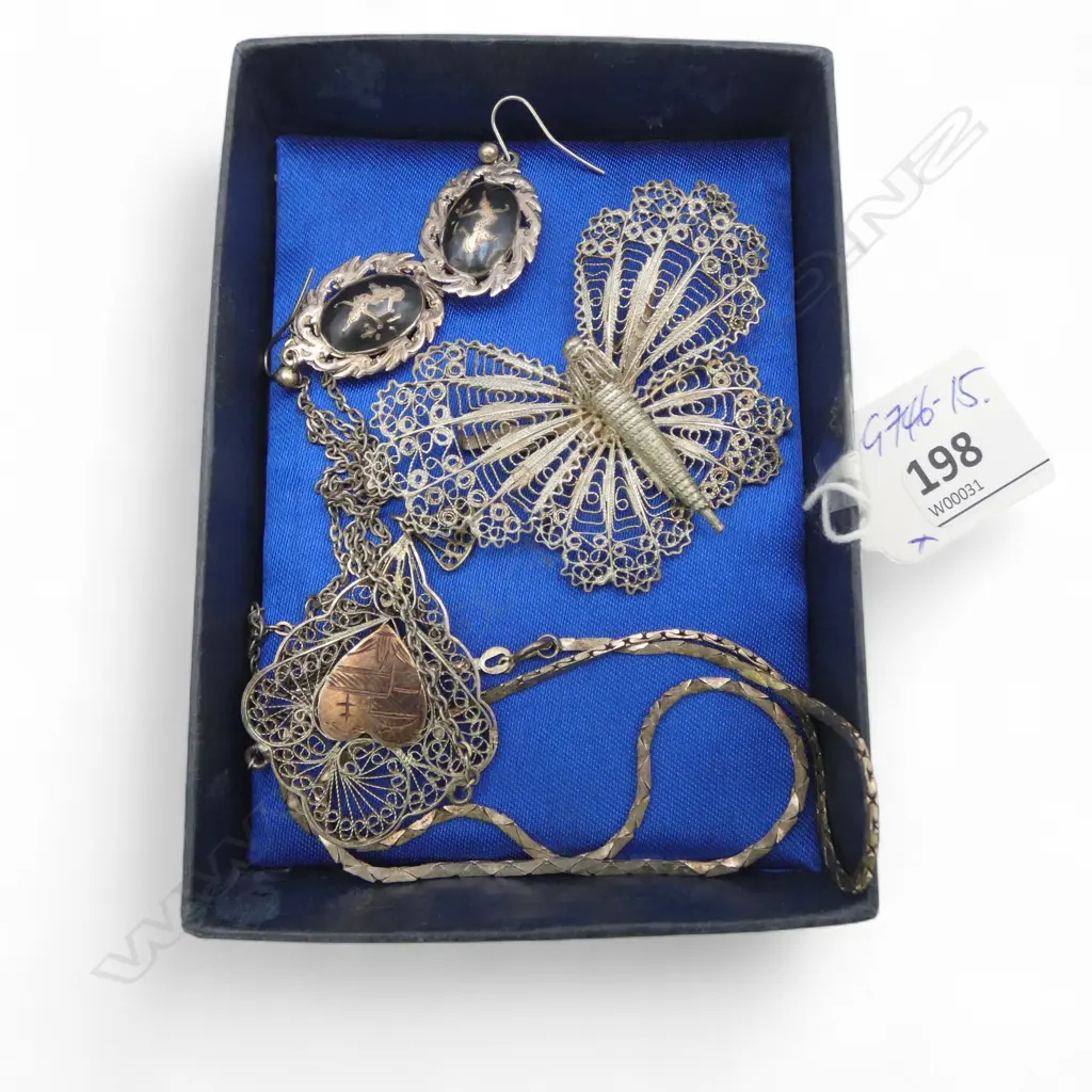 SILVER JEWELLERY: filigree butterfly + necklace & Siam suite + necklace   Image 1++