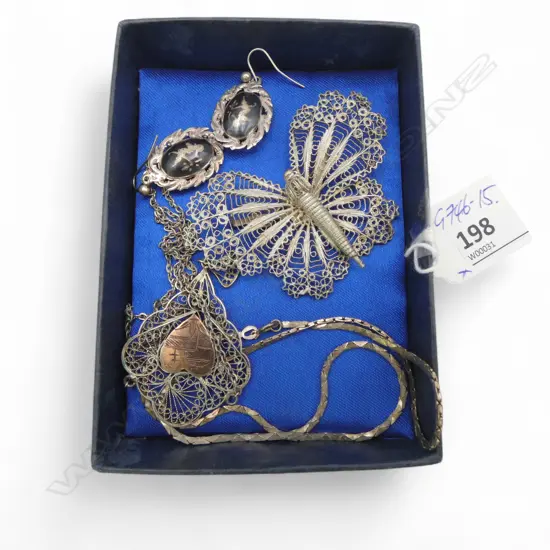 SILVER JEWELLERY: filigree butterfly + necklace & Siam suite + necklace  
