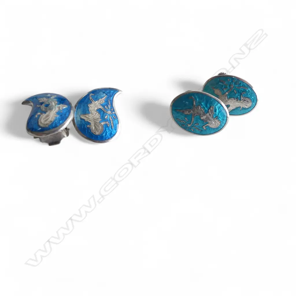ASST. THAI S/SILVER & BLUE ENAMEL JEWELLERY, 155GMS Image 1++