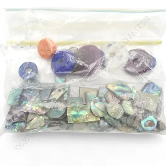 ASST. BEADS, LAPIS, CORAL & JADE & ASST. PAUA CABACHONS