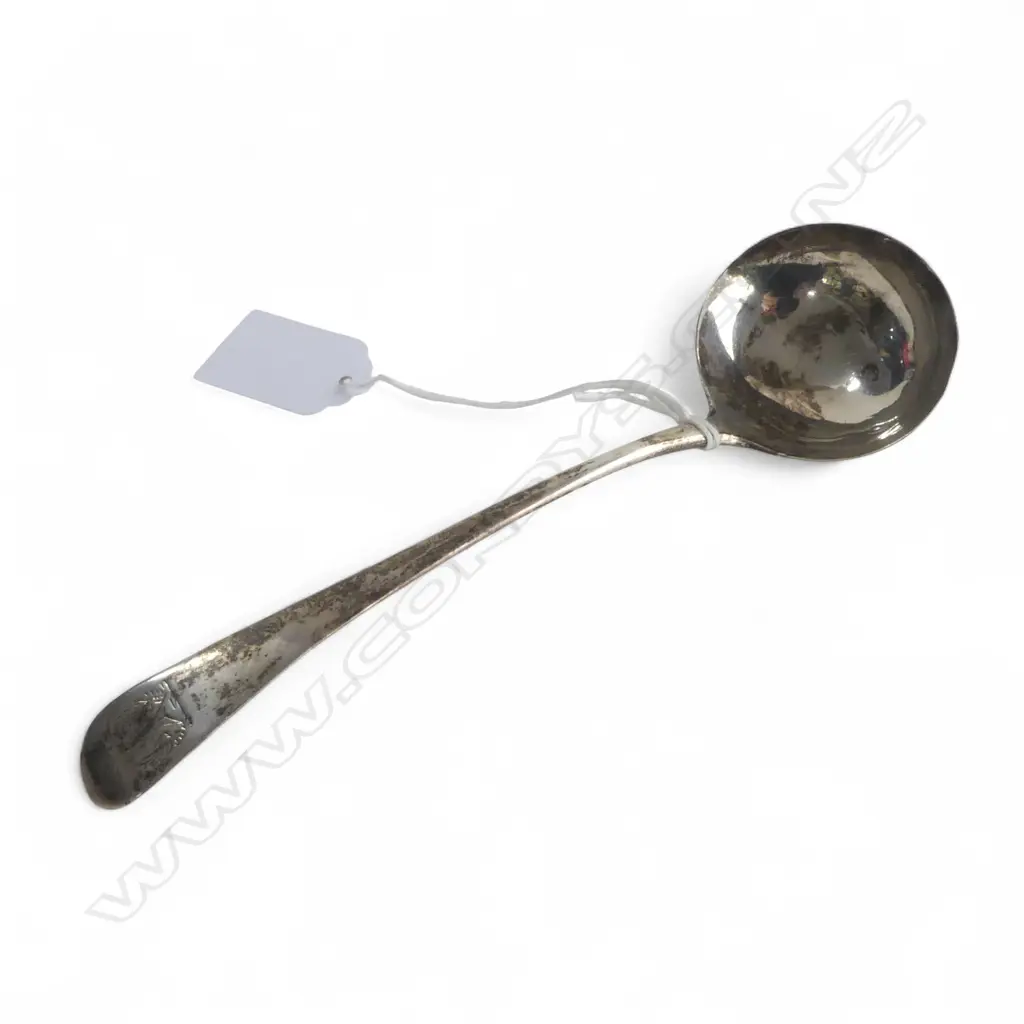 LONDON 1791 SILVER SAUCE LADLE Old English pattern. Crested.  41gms Image 1++