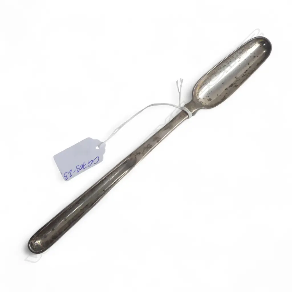 LONDON SILVER DOUBLE ENDED MARROW SCOOP London 1816 by Sarah & John William Blake. Crested with a lion passant. 46gms Image 1++