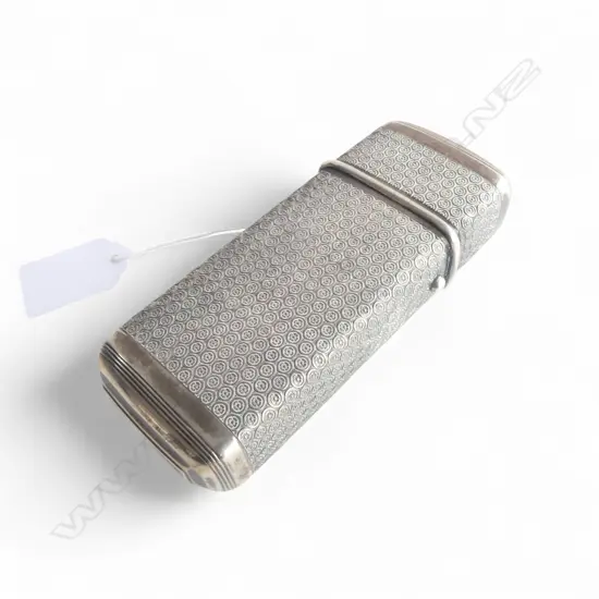 LARGE DUTCH SILVER MACHINE ENGRAVED CIGAR CASE L.130mm. 126gms