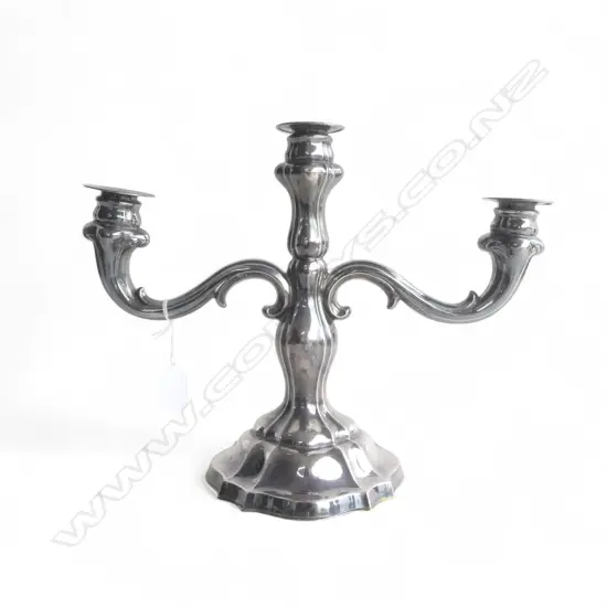 1950's SWEDISH 835 SILVER CANDELABRA with plated base. Presentation inscribed. H.245mm. Total weight 730+gms