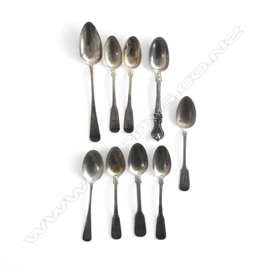 9 GEORGE III & VICTORIAN SILVER SPOONS 231gms Image 1++