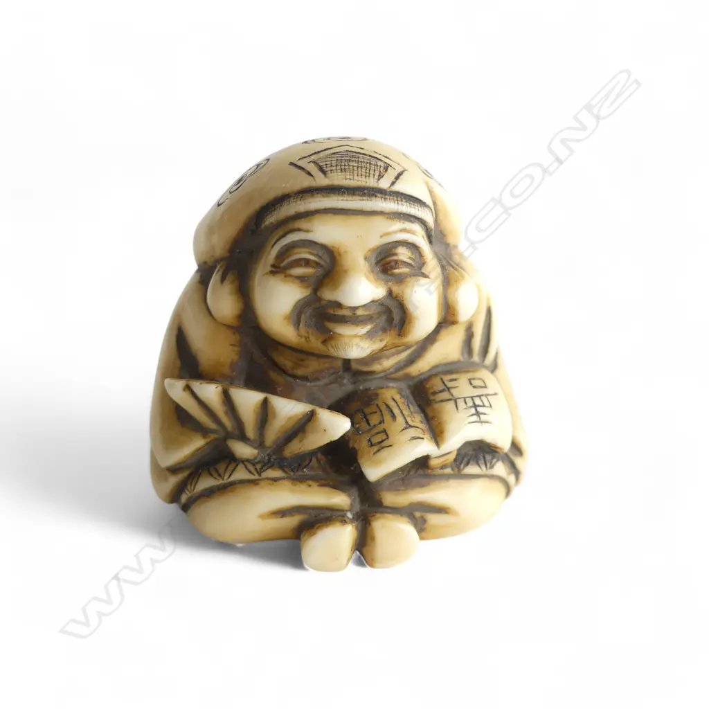 IVORY NETSUKE, DAIKOKU, SIGNED Image 1++